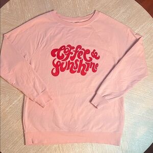 Wildfox Pink 'Coffee & Sunshine' Graphic Oversized Crewneck